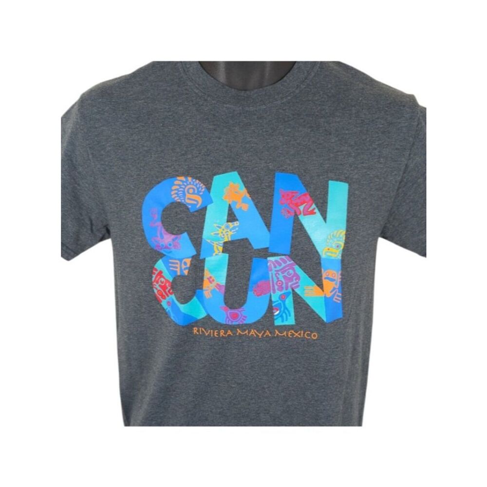 Cancun T Shirt Mens Size Small Gray Riviera Maya Mexico Travel Destination Tee
